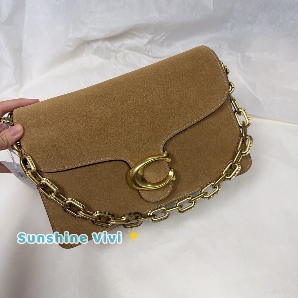 NWT Coach Chain Tabby Shoulder/Hand Suede Chain Tabby Sand CAN13 - Picture 7 of 13